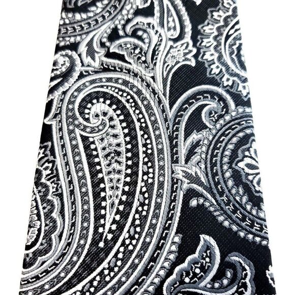 Pierre Cardin Paisley Woven Gray Skinny Polyester Tie - Picture 2 of 6